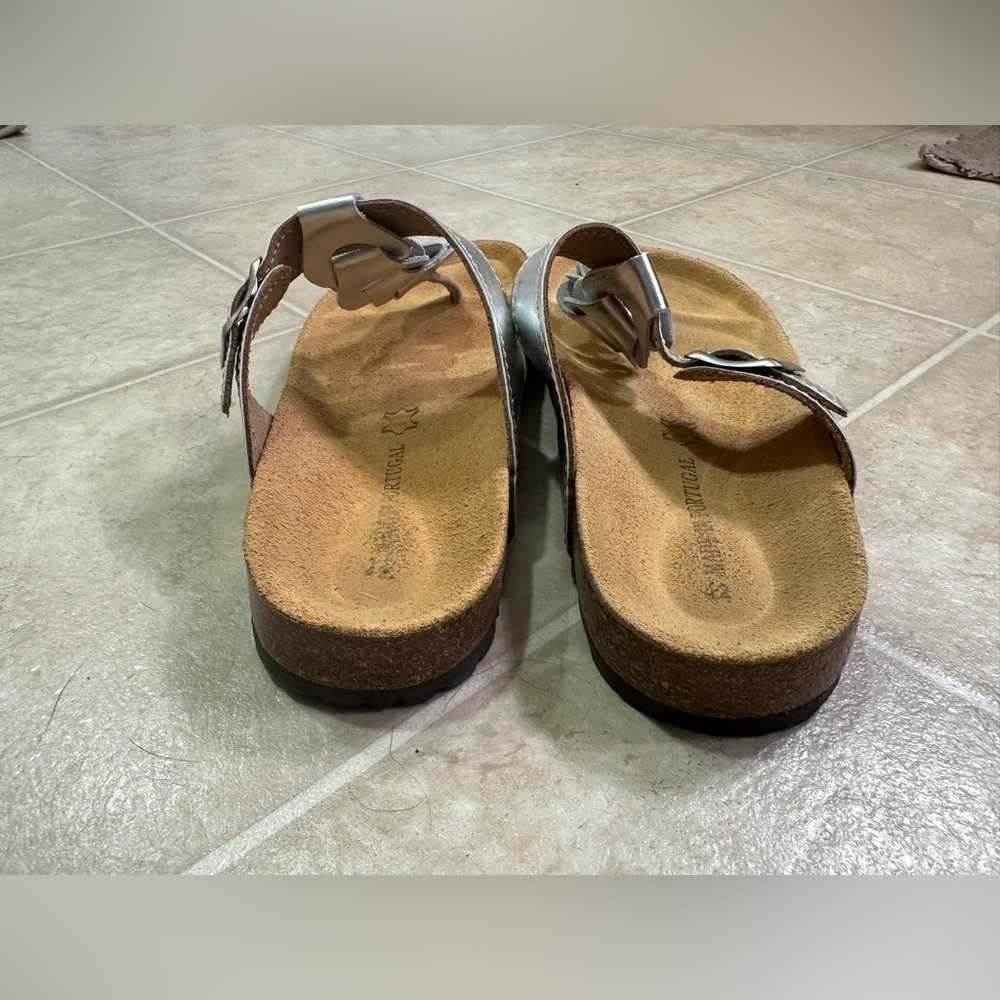 Women's Silver Cork Sole Sandals - Picture 6 of 9